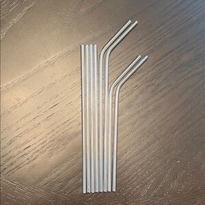 Set of Silver Metal Straws